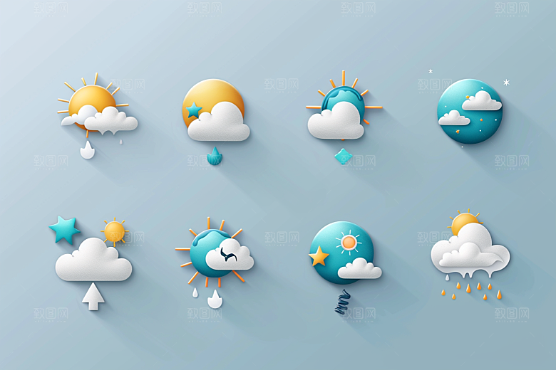 天气图标界面质感素材