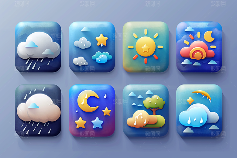 天气图标晴雨表质感素材