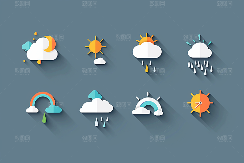 天气图标天气预报质感素材