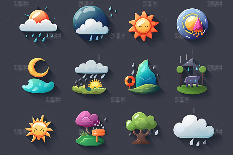 天气图标界面设计感素材