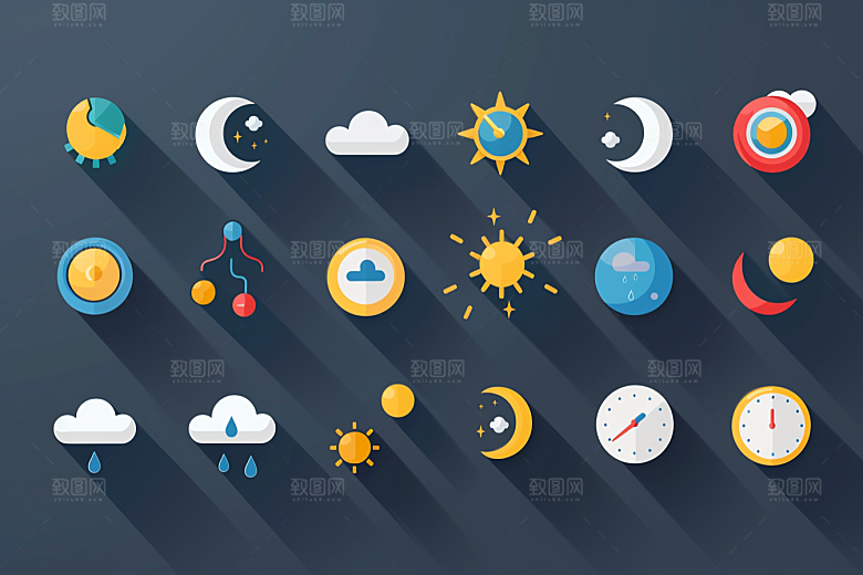 天气图标天气预报图形素材