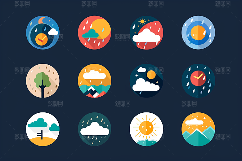 天气图标UI天气预报素材