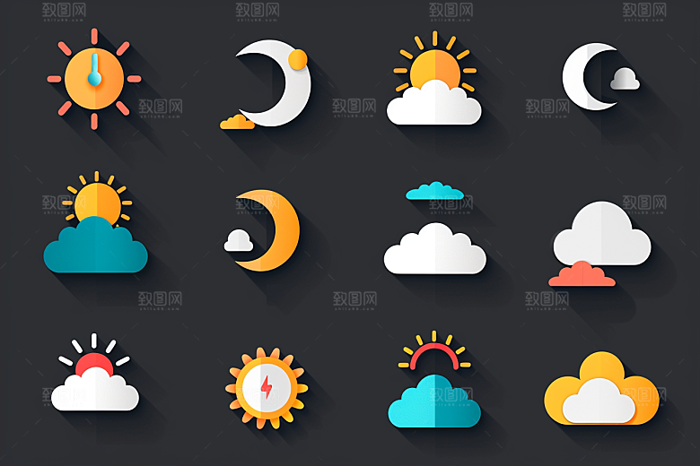 天气图标晴雨表界面素材