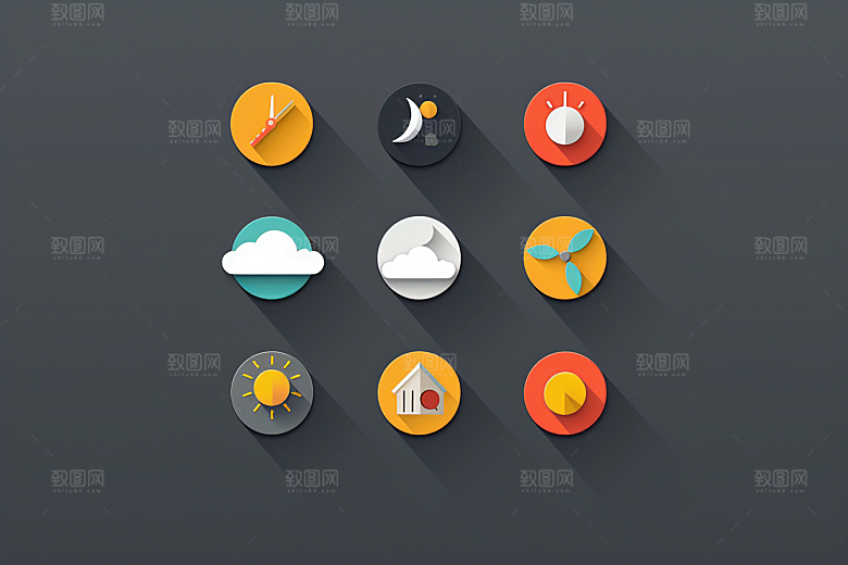 天气图标简约质感素材
