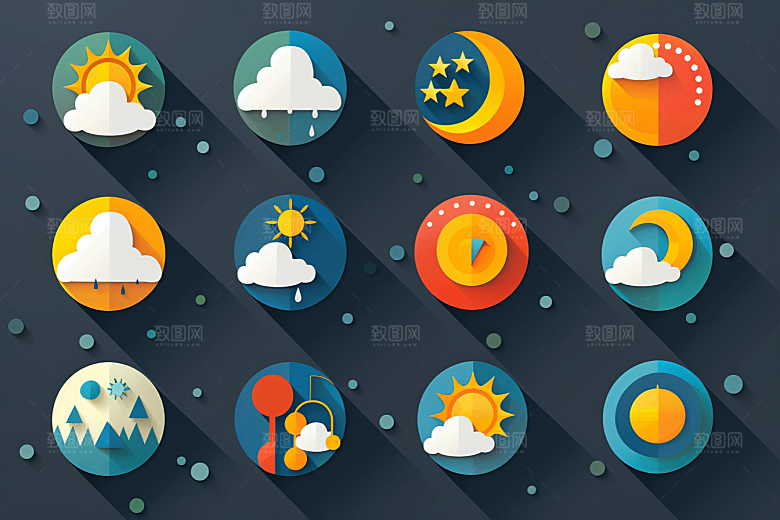 天气图标简约UI素材