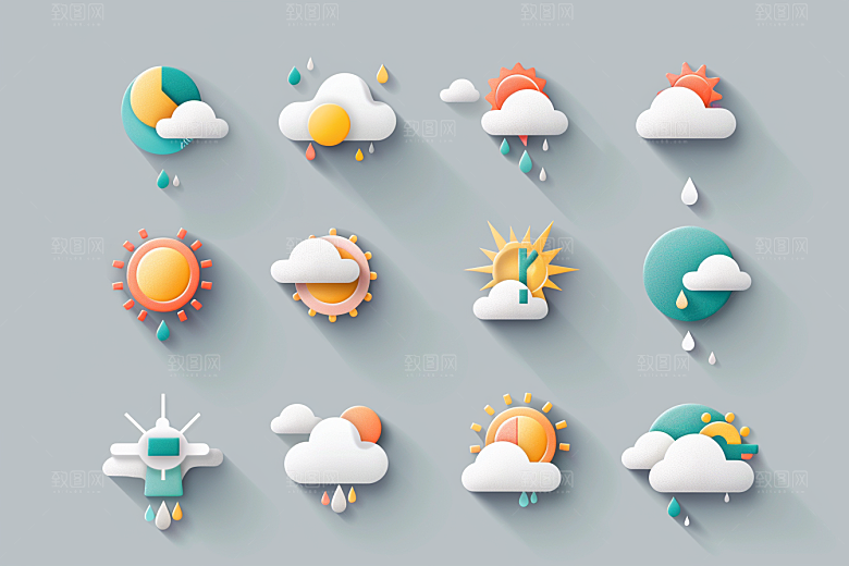 天气图标天气预报设计感素材
