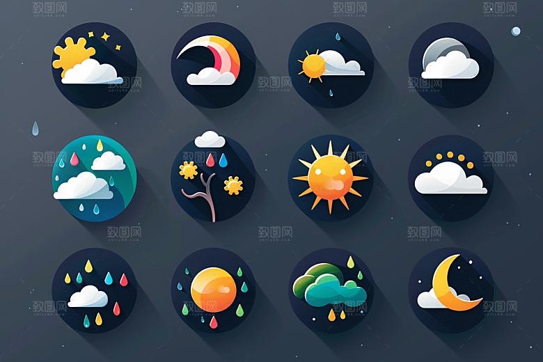 天气图标UI晴雨表素材