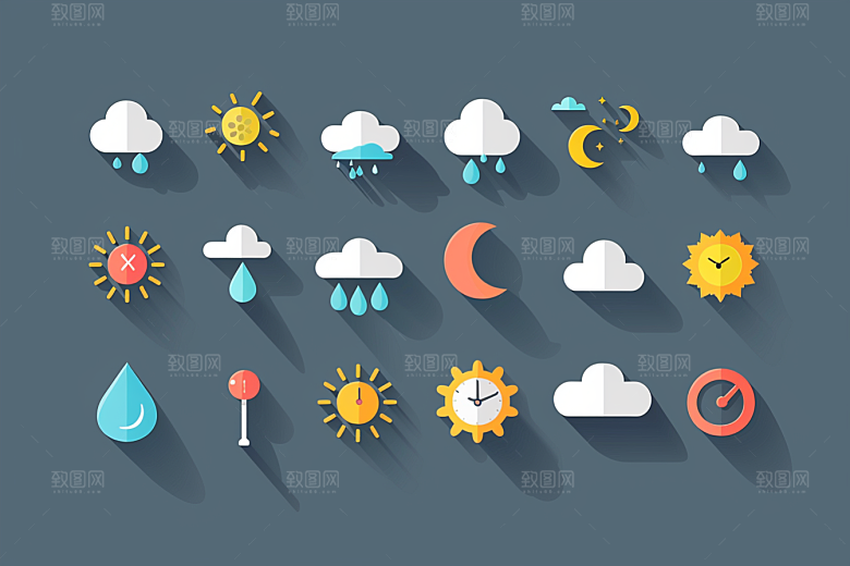 天气图标界面晴雨表素材