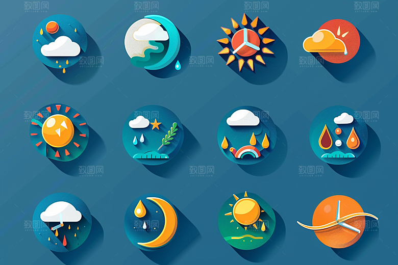 天气图标简约彩色素材