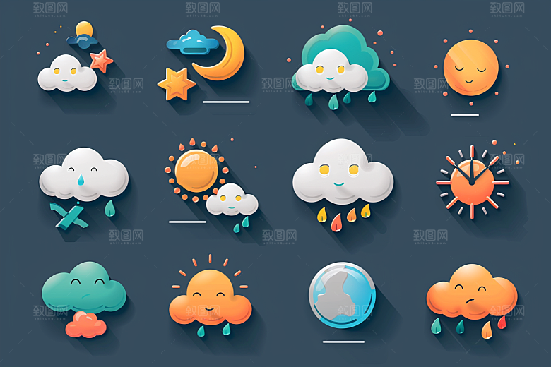 天气图标简约晴雨表素材