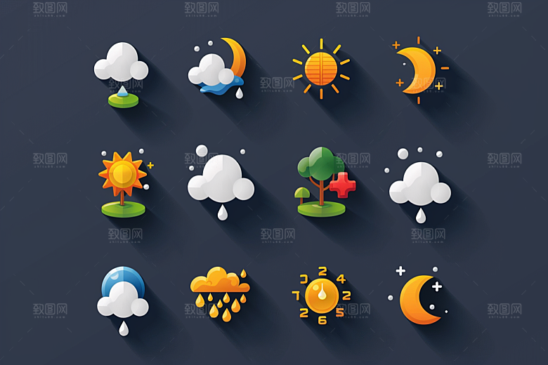 天气图标彩色高清素材