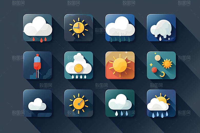 天气图标晴雨表UI素材