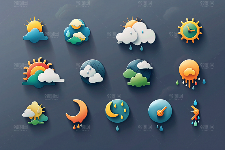 天气图标图形晴雨表素材