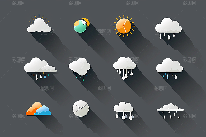天气图标晴雨表天气预报素材