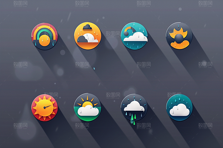 天气图标质感图形素材