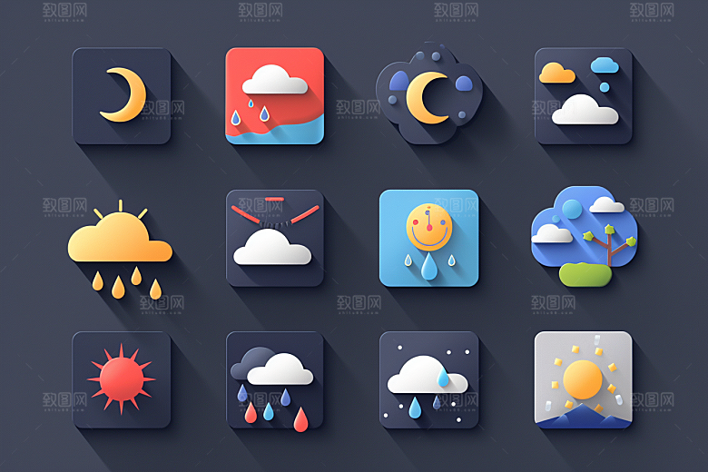 天气图标彩色晴雨表素材