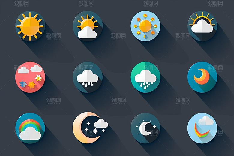 天气图标质感天气预报素材