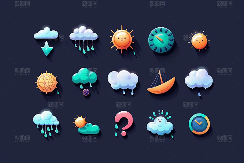天气图标UI简约素材