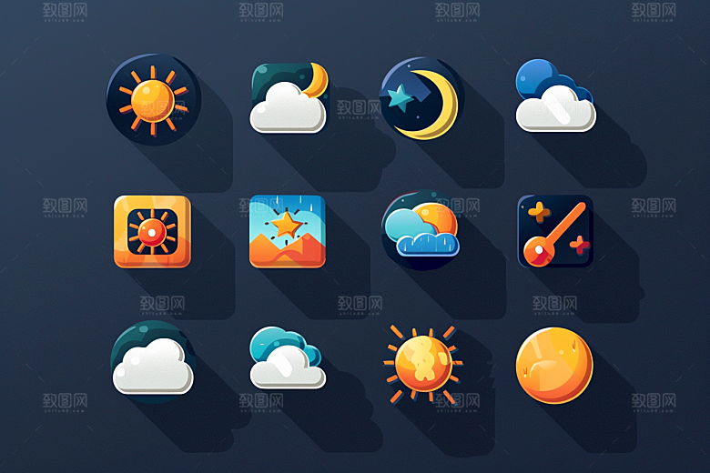 天气图标图形质感素材