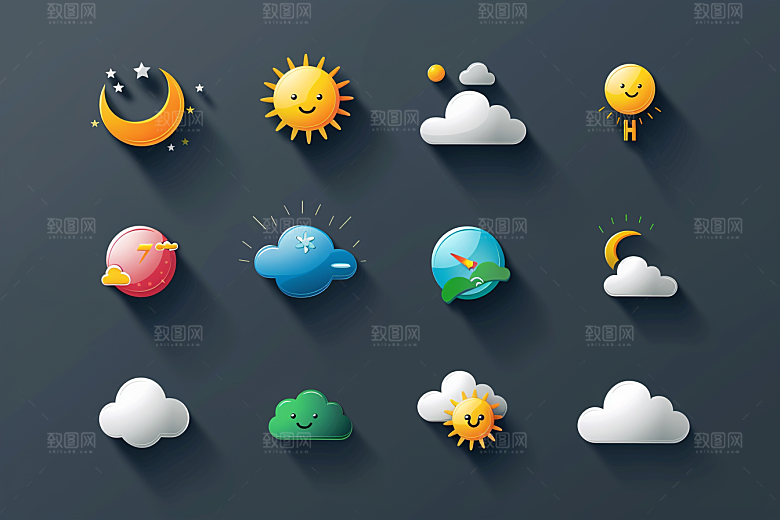 天气图标彩色高清素材