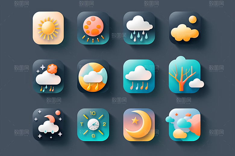 天气图标彩色晴雨表素材