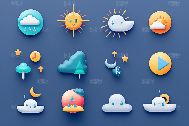 天气图标高清晴雨表素材