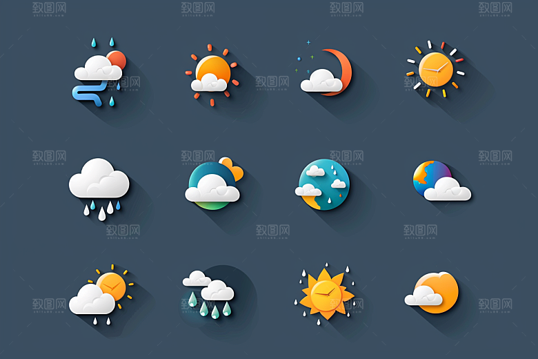 天气图标图形质感素材