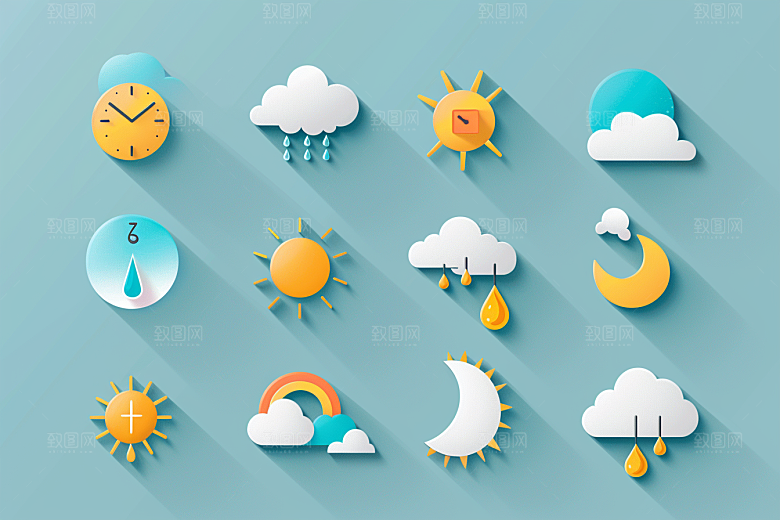 天气图标晴雨表质感素材