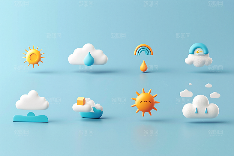 天气图标质感图形素材