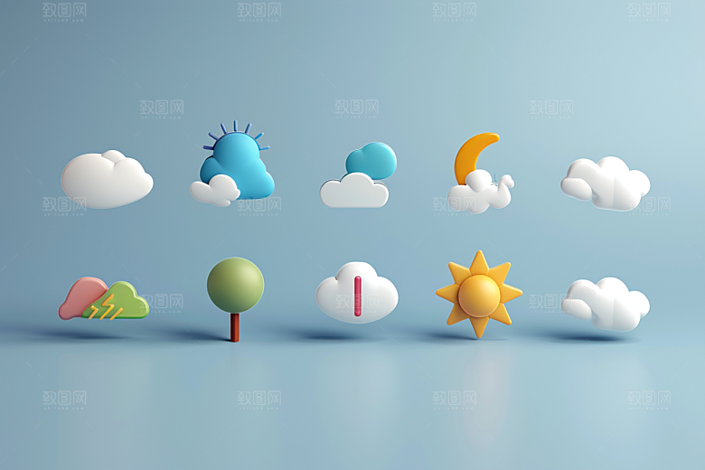 天气图标晴雨表设计感素材
