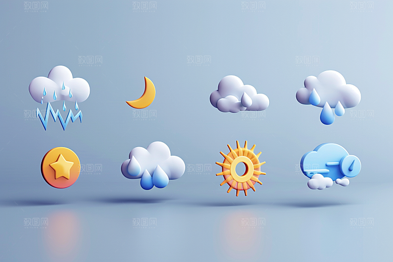 天气图标简约质感素材