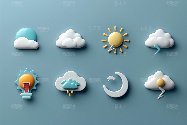 天气图标UI简约素材
