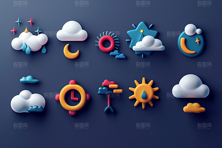 天气图标界面彩色素材