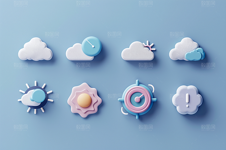 天气图标彩色晴雨表素材