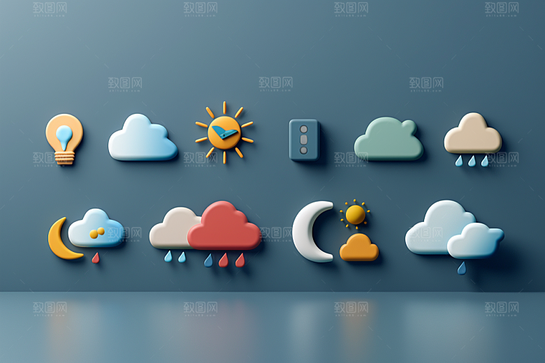 天气图标UI彩色素材