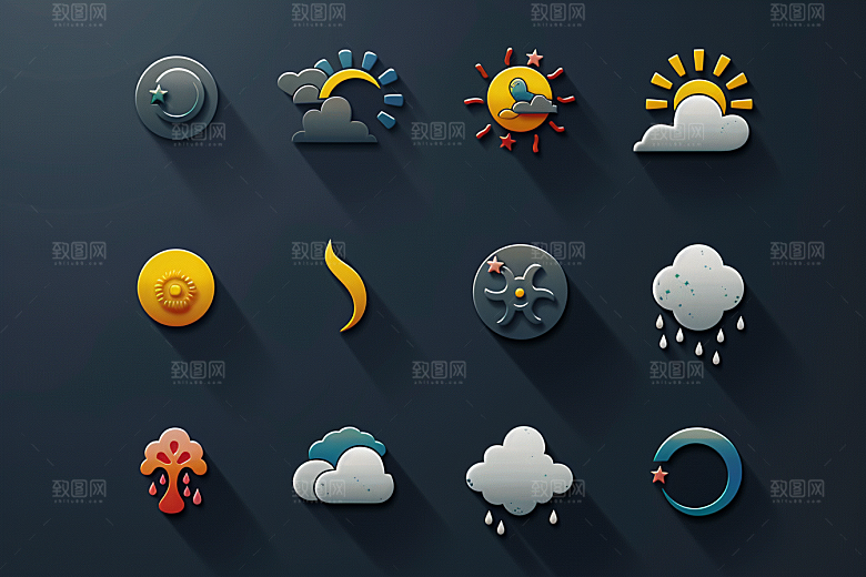 天气图标晴雨表质感素材