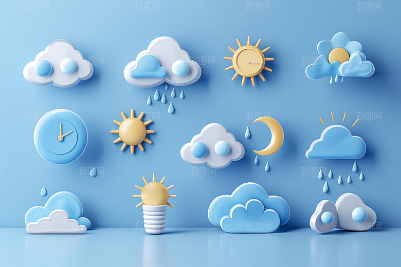 天气图标天气预报晴雨表素材