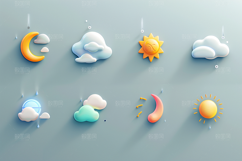 天气图标晴雨表图形素材