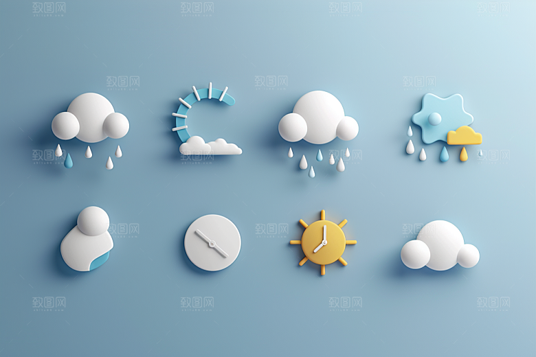 天气图标彩色晴雨表素材