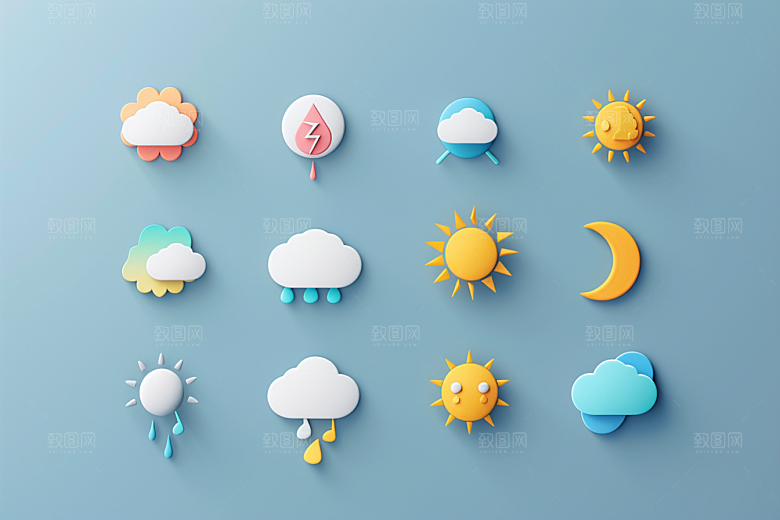 天气图标UI简约素材