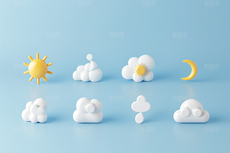 天气图标彩色图形素材