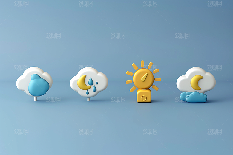 天气图标质感图形素材