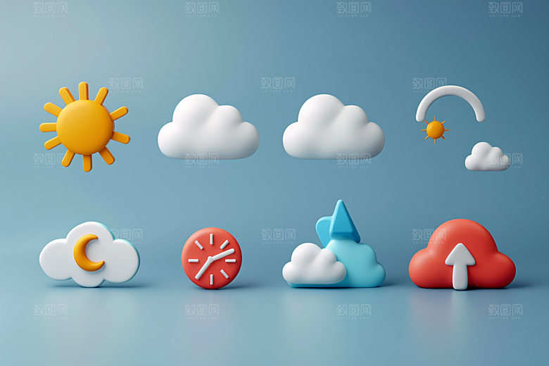 天气图标彩色界面素材