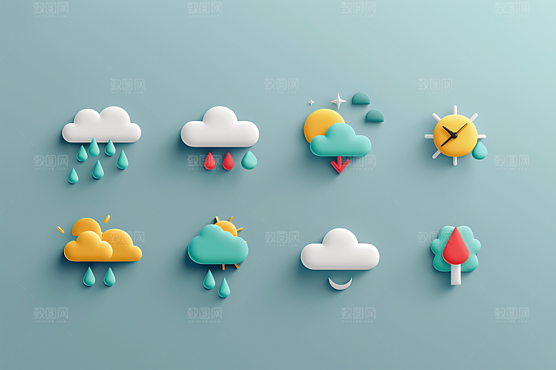 天气图标简约设计感素材