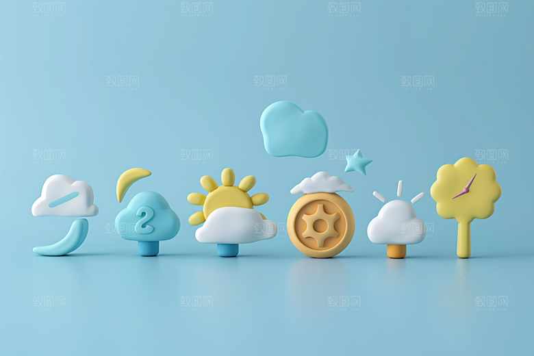 天气图标界面质感素材