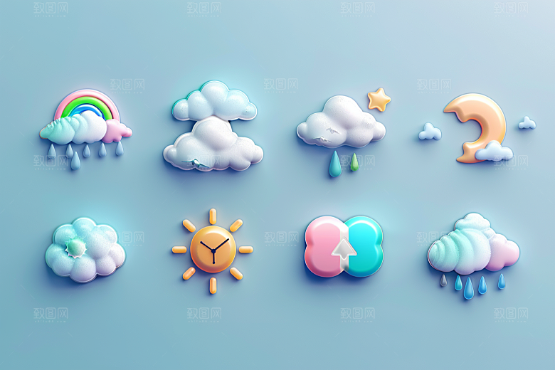 天气图标UI彩色素材