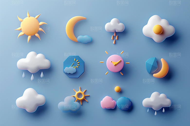天气图标晴雨表UI素材