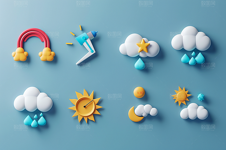 天气图标天气预报界面素材