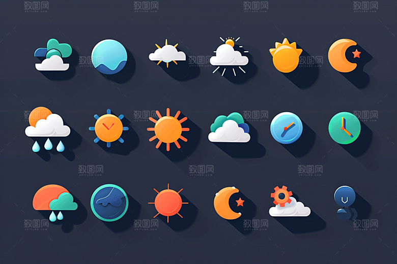 天气图标彩色图形素材