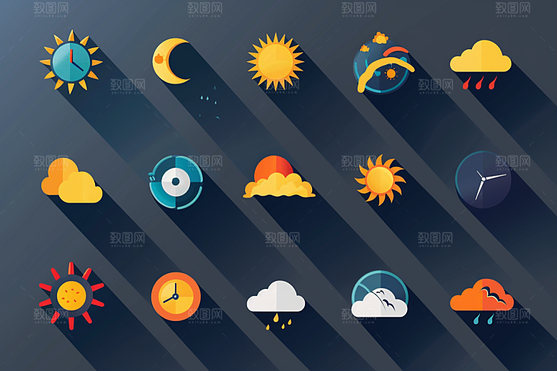 天气图标晴雨表简约素材
